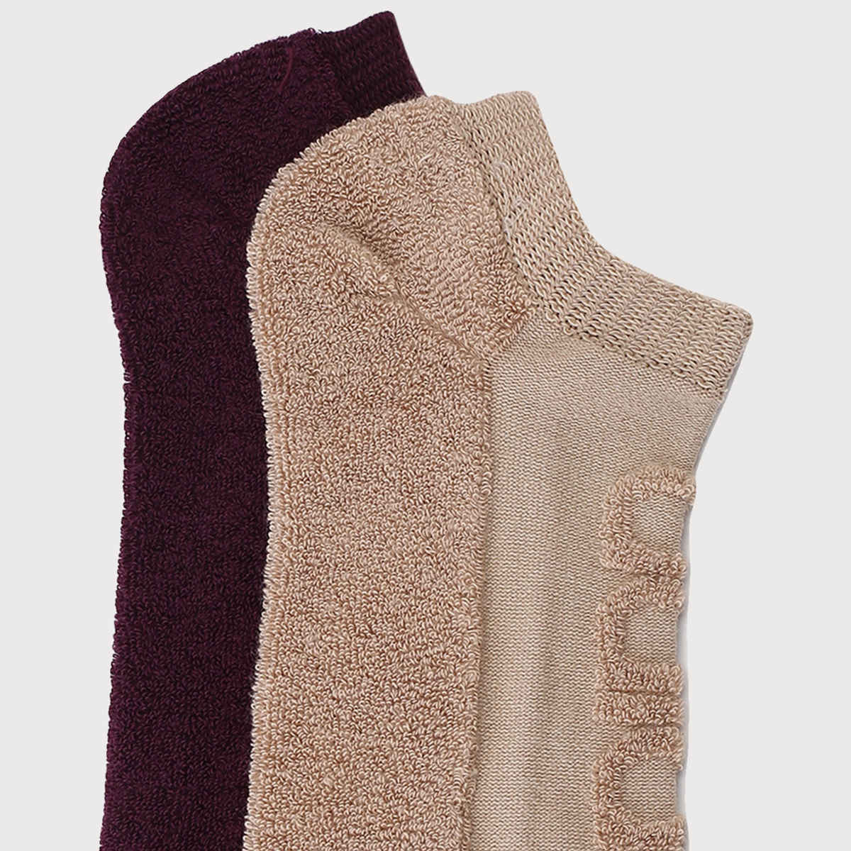 Adidas Unisex Reverse Select Terry Low Cut Shadow Socks | One Size | Maroon & Magic Beige