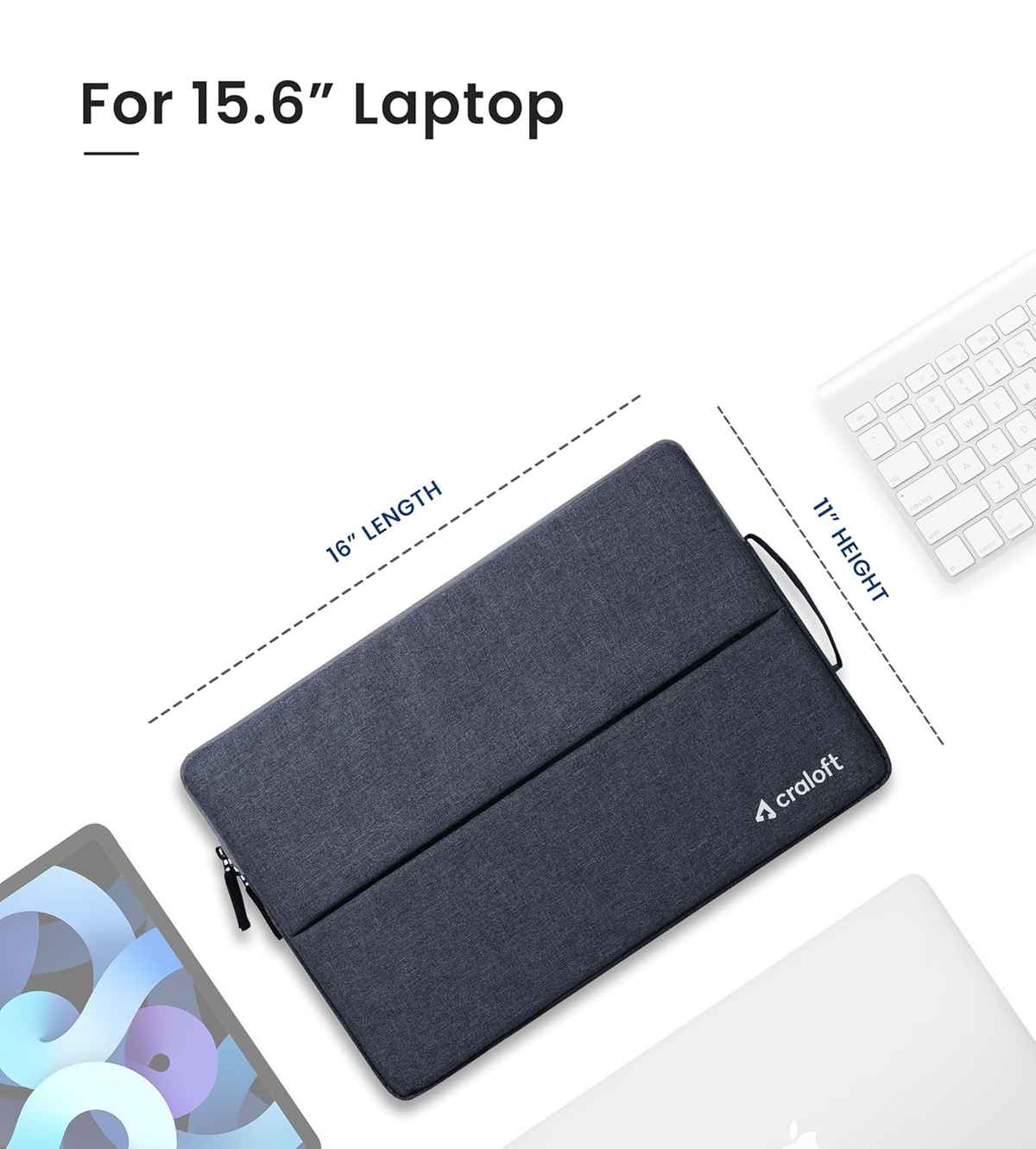 Craloft 15-15.6 Inch Laptop Sleeve Cover Bag with Charger Pouch for MacBook/Dell/HP-Office & Travel