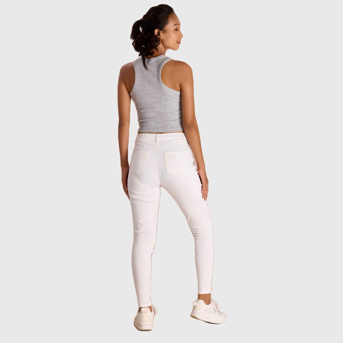 Go Colors Women's Solid Super Stretch Jeggings | LJ03 | White - M