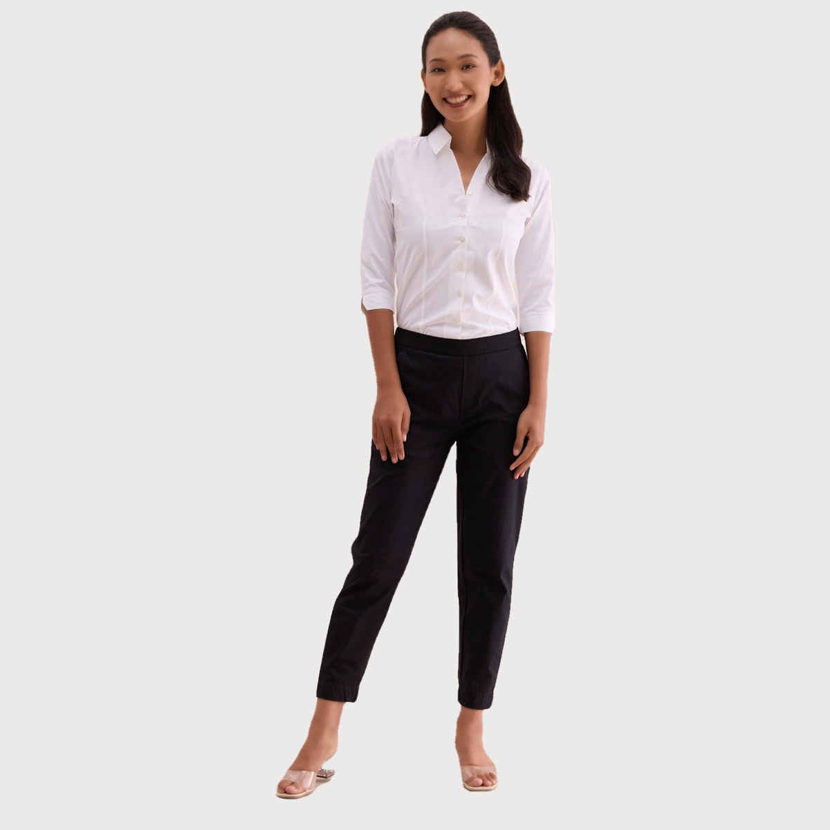 Go Colors Women's Solid Trousers | LT08 | Black - S