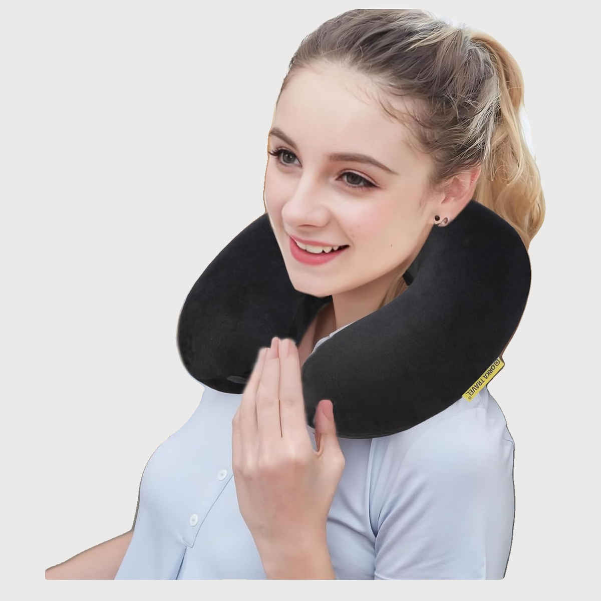 Orka Travel Solid Super Soft Memory Foam U Neck Pillow - Black