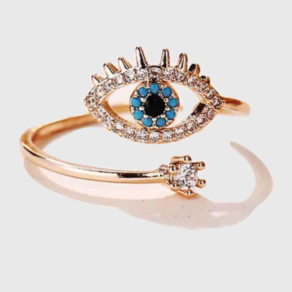 SALTY Cute Evil Eye Adjustable Ring for Women and Girls| Anti-Tarnish | Rose and Gold