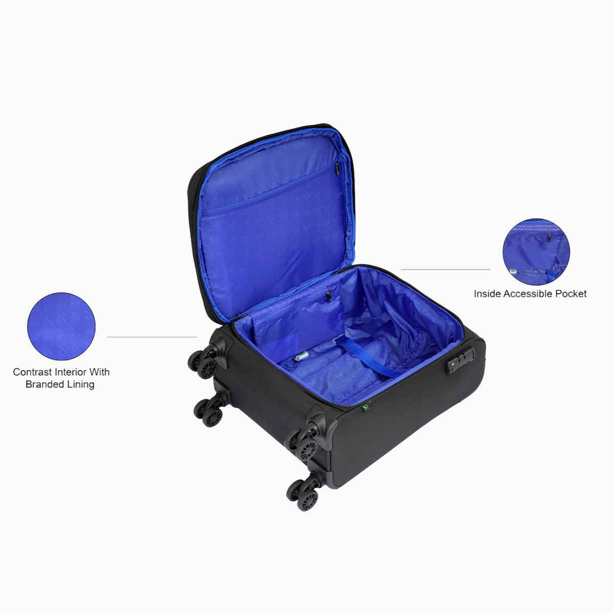 United Colors Of Benetton Unisex Solid Polyester 61 L Telescopic Trolley Bag | Black - S