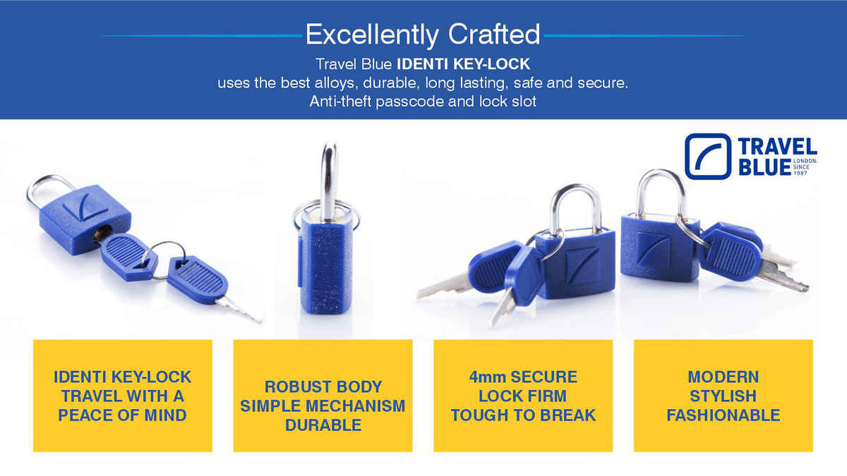 Travel Blue Unisex ABS and Brass Travel Lock | Blue