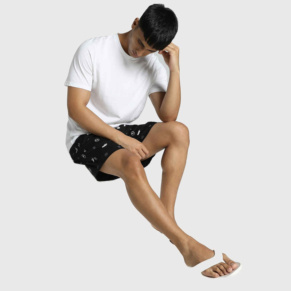 Puma Men s Printed Woven Boxers with Side Pocket | Black-White | XXL