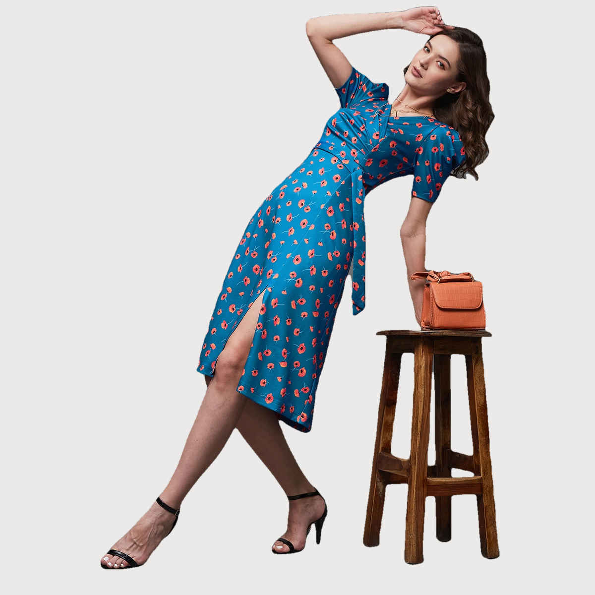 Miss Chase Women s Shining Dreams Printed Dress Multicolored Base Blue | L