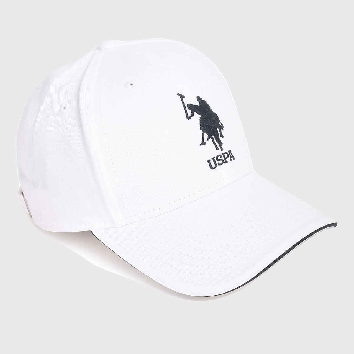 USPA Contrast Logo Cotton Cap For Men Stylish - White - One Size