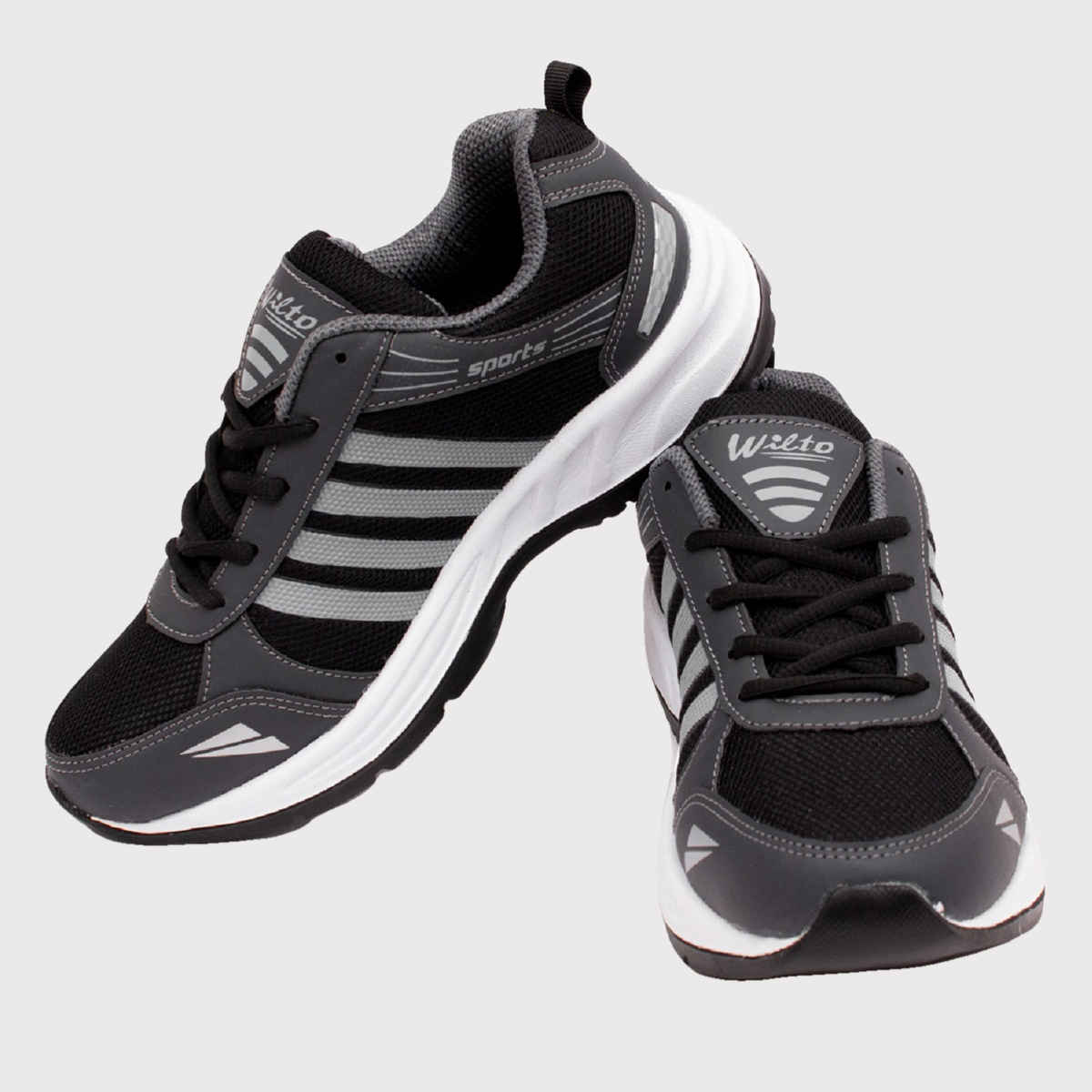 Asian Jio-13 Men Sports Shoes | Black-Silver | Size-8