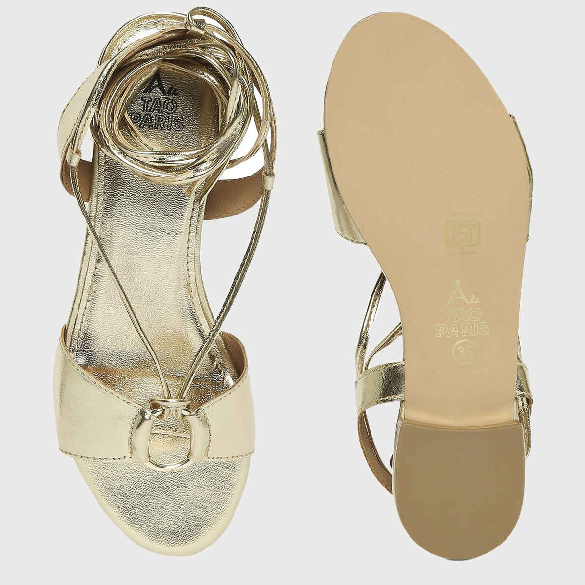 Tao Paris Open Toe Gladiators Flats Women's Light Gold | UK3