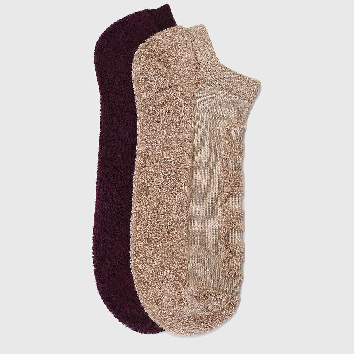 Adidas Unisex Reverse Select Terry Low Cut Shadow Socks | One Size | Maroon & Magic Beige