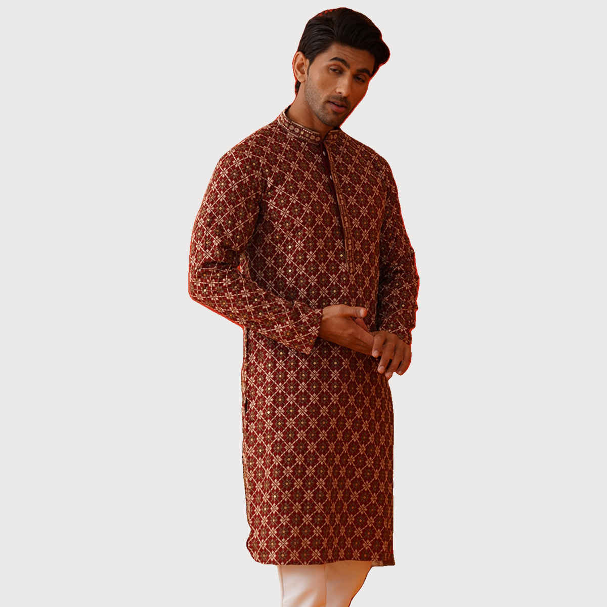 Jompers Embroidered Kurtas For Men s | KO 5127 | Maroon | XXL