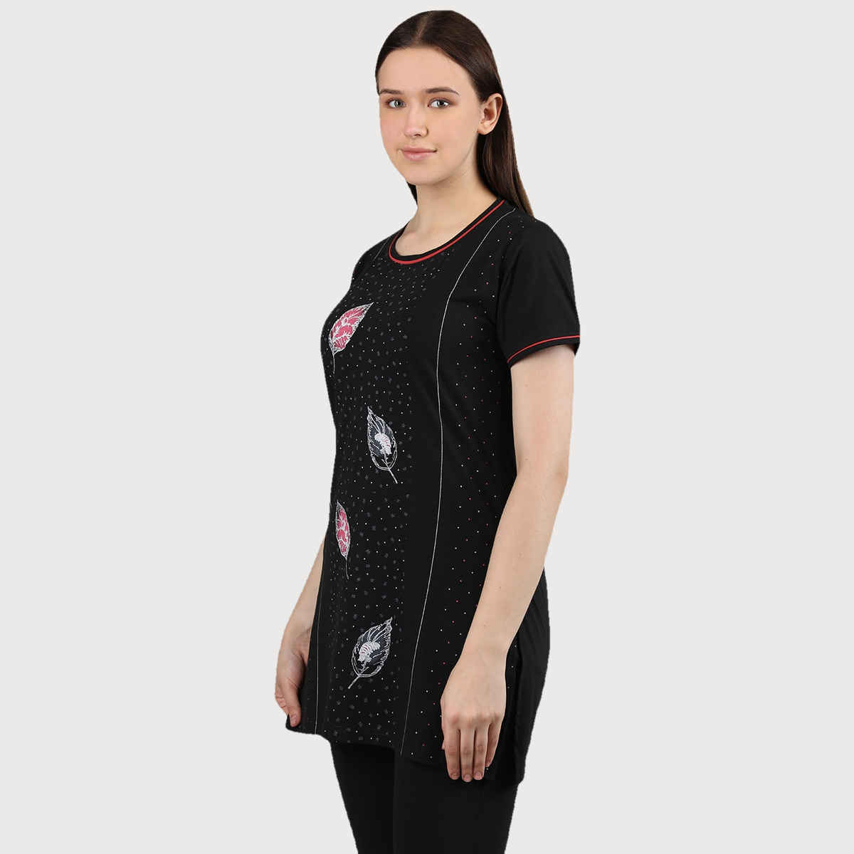 Duchess Women's Regular Fit Stylish Long Top T-shirt | Black - XL