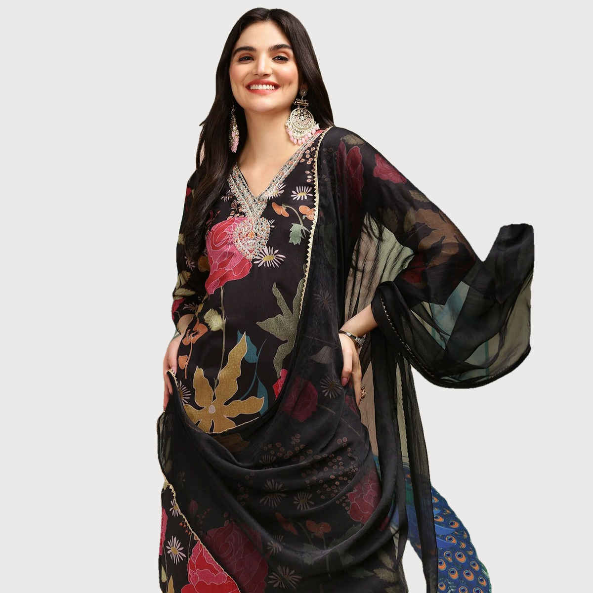 Ishin Women's Kurta Set 3 Pcs with Dupatta | Multi - S