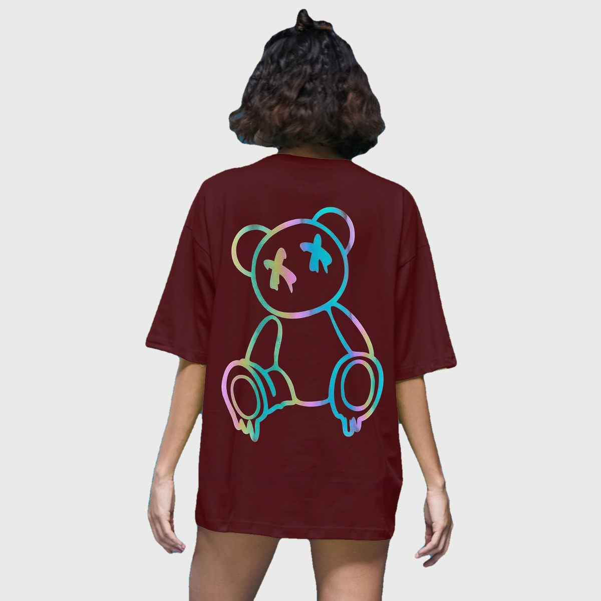 Smartees Womens Oversize Printed T-shirt | WW - 2042 | Maroon - S