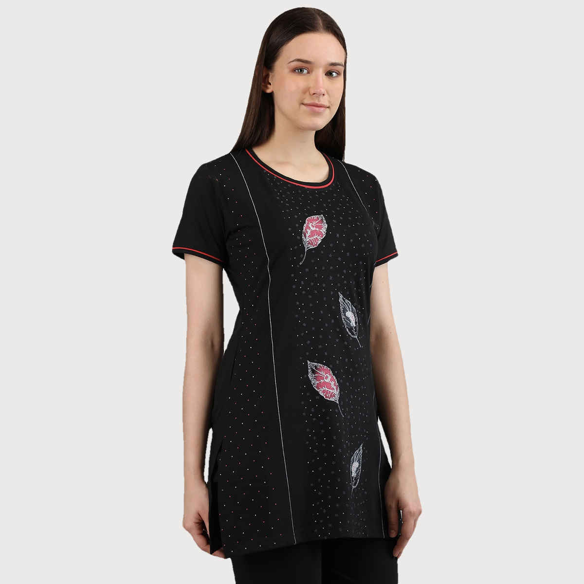 Duchess Women's Regular Fit Stylish Long Top T-shirt | Black - XL