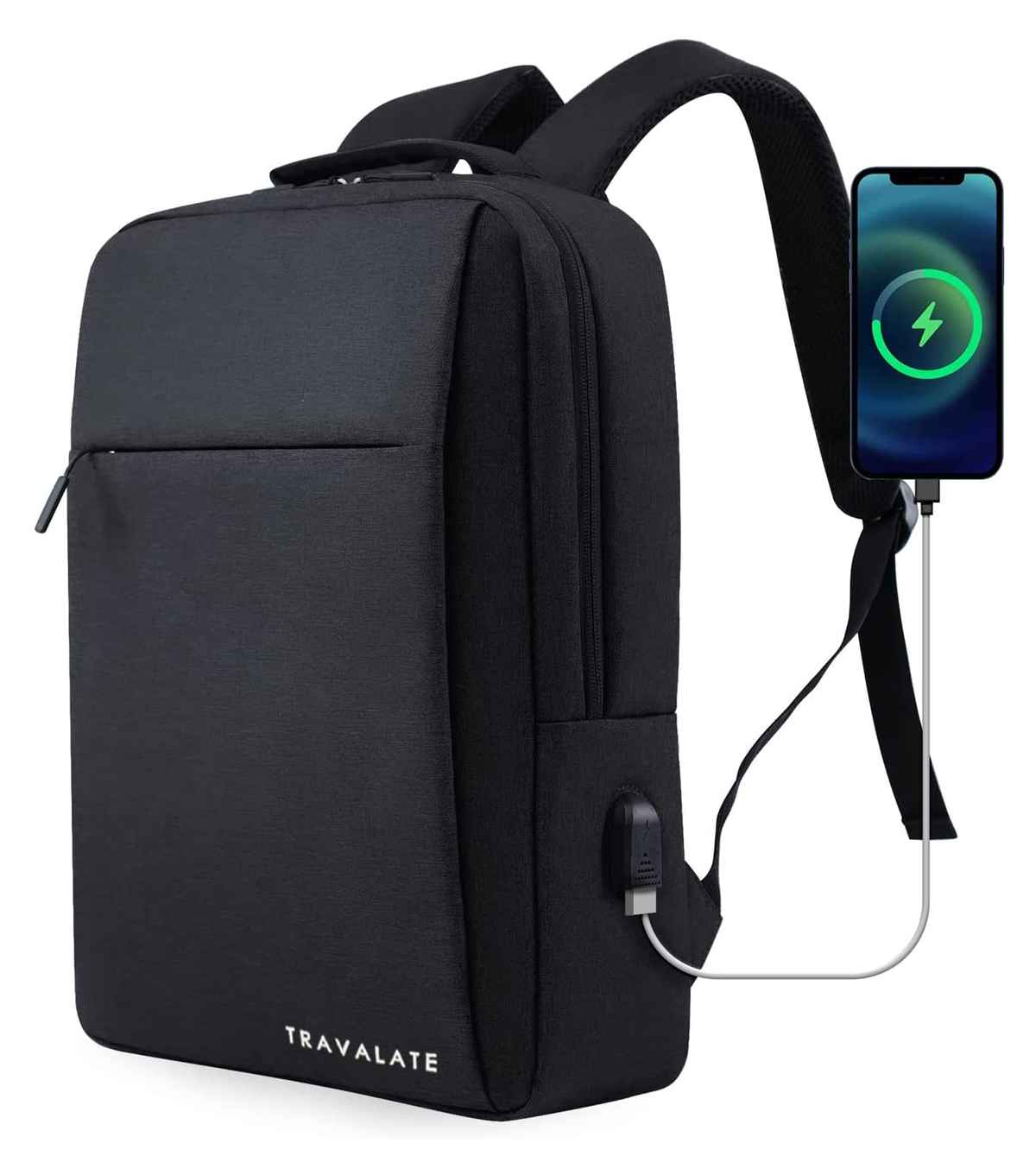 TRAVALATE Laptop Backpack with USB Charging Port | Black