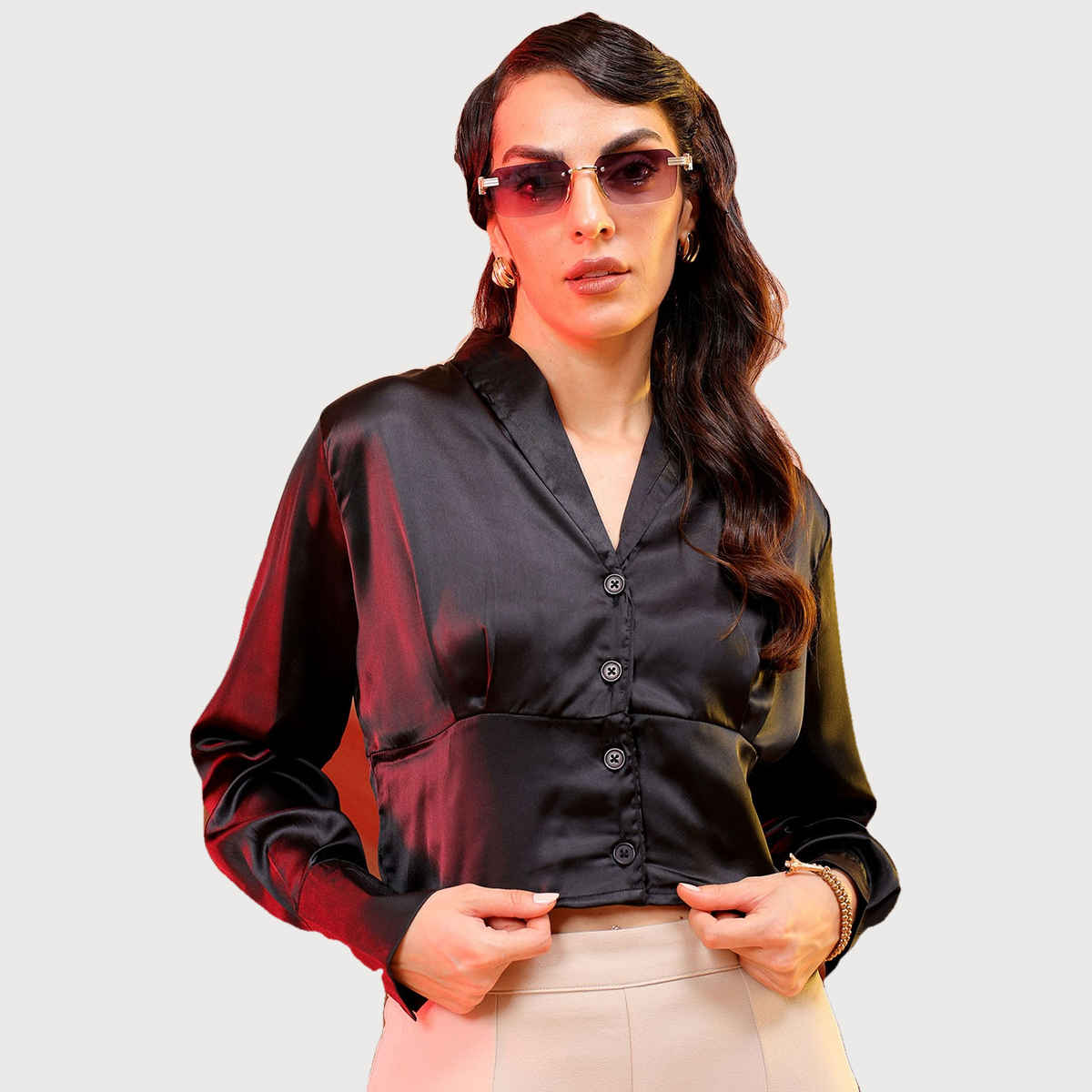 Freehand Women's Fitted Solid Casual Top | Black - S