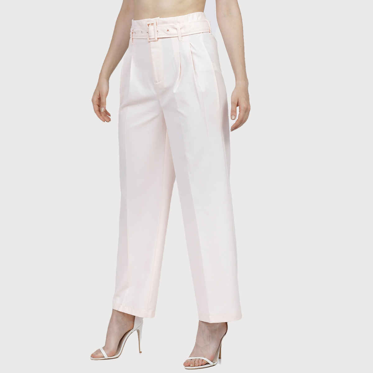 Tokyo Talkies Women's Wide Leg Hight Waist Trousers | Pink - L