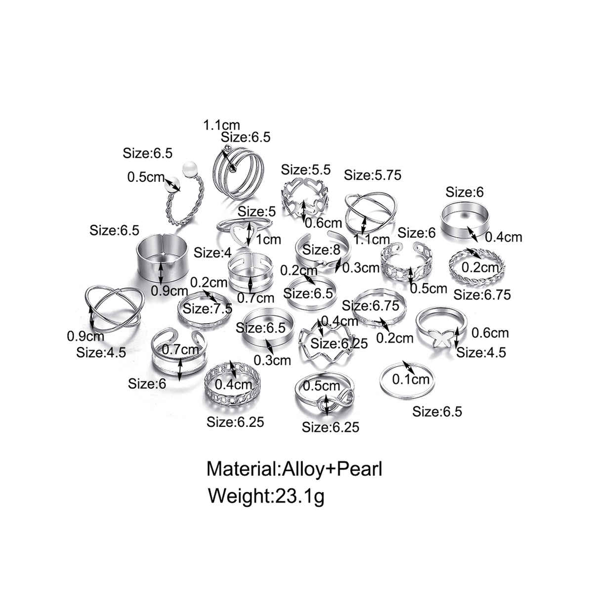 Shining Diva Fashion Jewellery Stylish Rings for Women and Girls - Set of 22 | Silver | Sd14738r