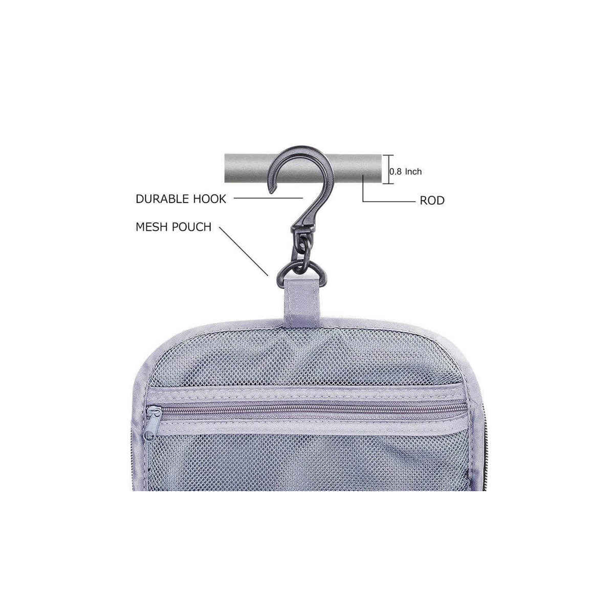Awestuffs Hanging Travel Kit Water Resistant, Mesh Pockets and Sturdy Hanging Hook | Black