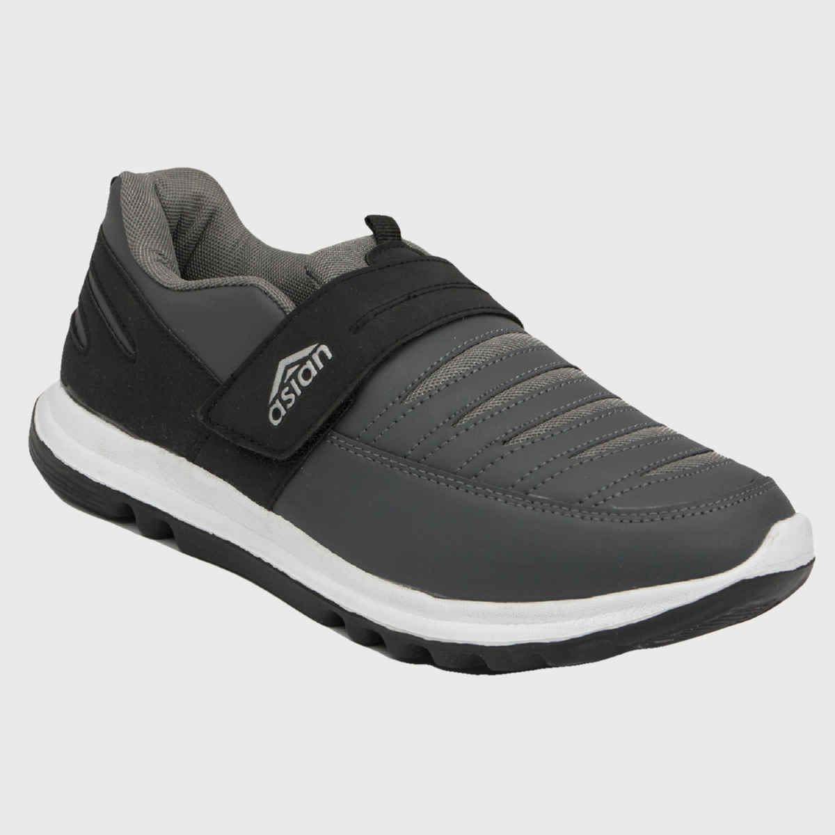 Asian Men s Superfit Black Grey Velcro Shoes | UK-7