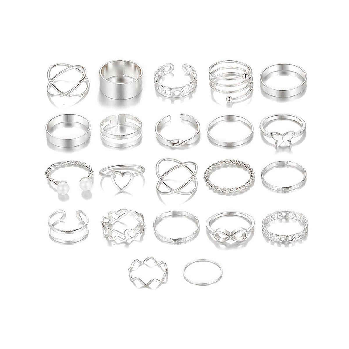 Shining Diva Fashion Jewellery Stylish Rings for Women and Girls - Set of 22 | Silver | Sd14738r