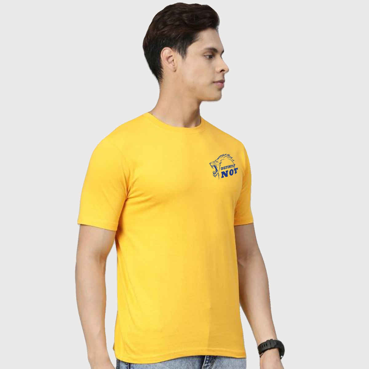 De Tees Men's IPL CSK Half Sleeve T-shirt | Yellow - M