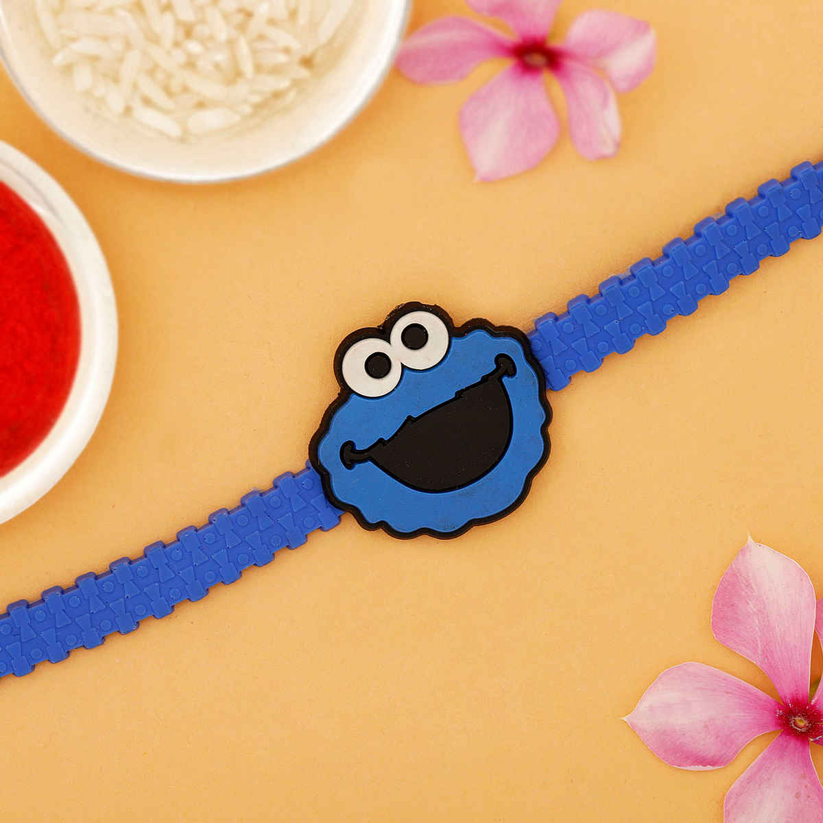 Blue Smiley Applique Silicone Rakhi / Bracelet
