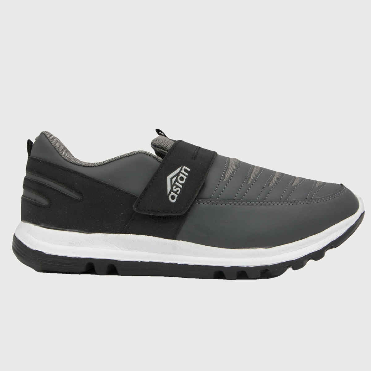 Asian Men s Superfit Black Grey Velcro Shoes | UK-7