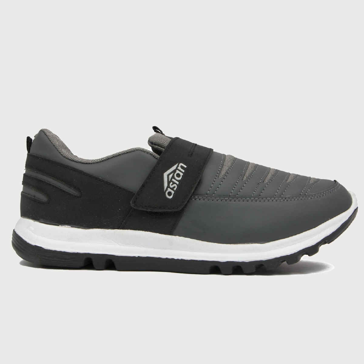 Asian Men s Superfit Black Grey Velcro Shoes | UK-11