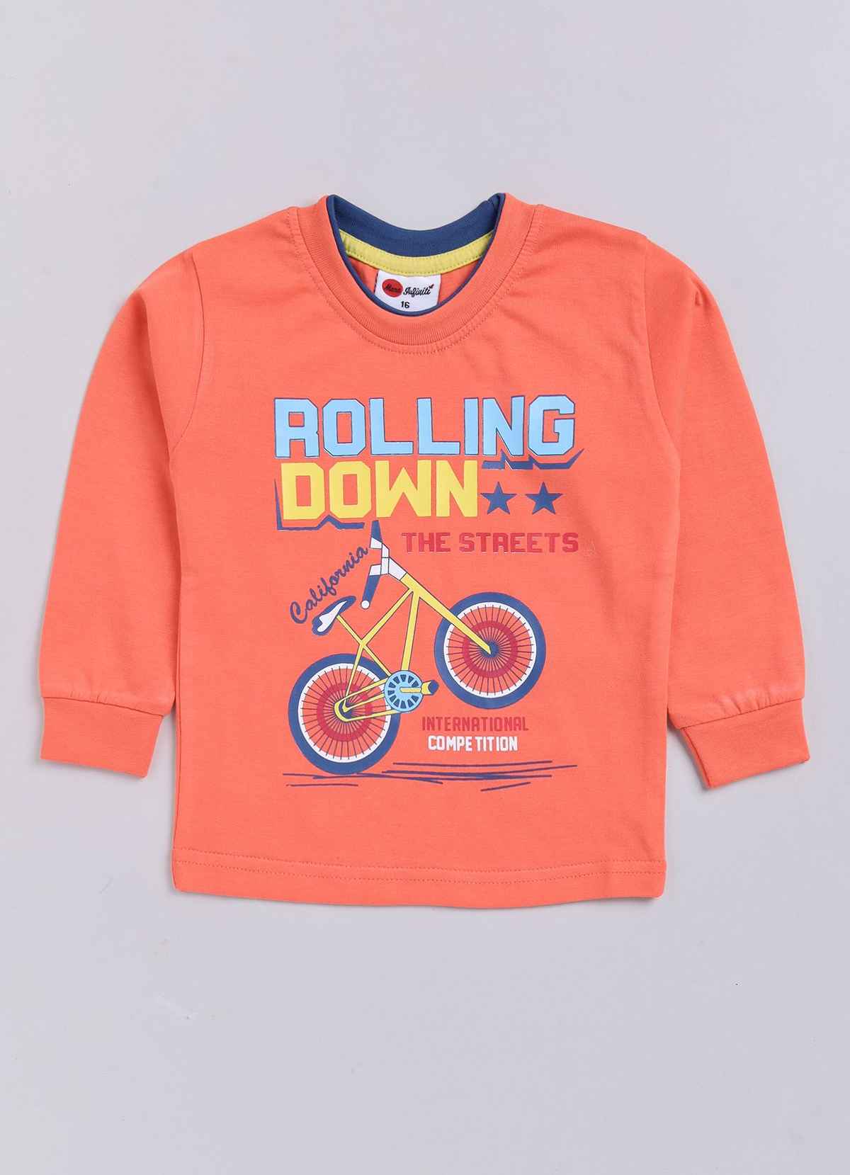 Mars Infiniti Boys Full Sleeve Tshirt & Trouser Pant | Orange | 18 - 24 Months