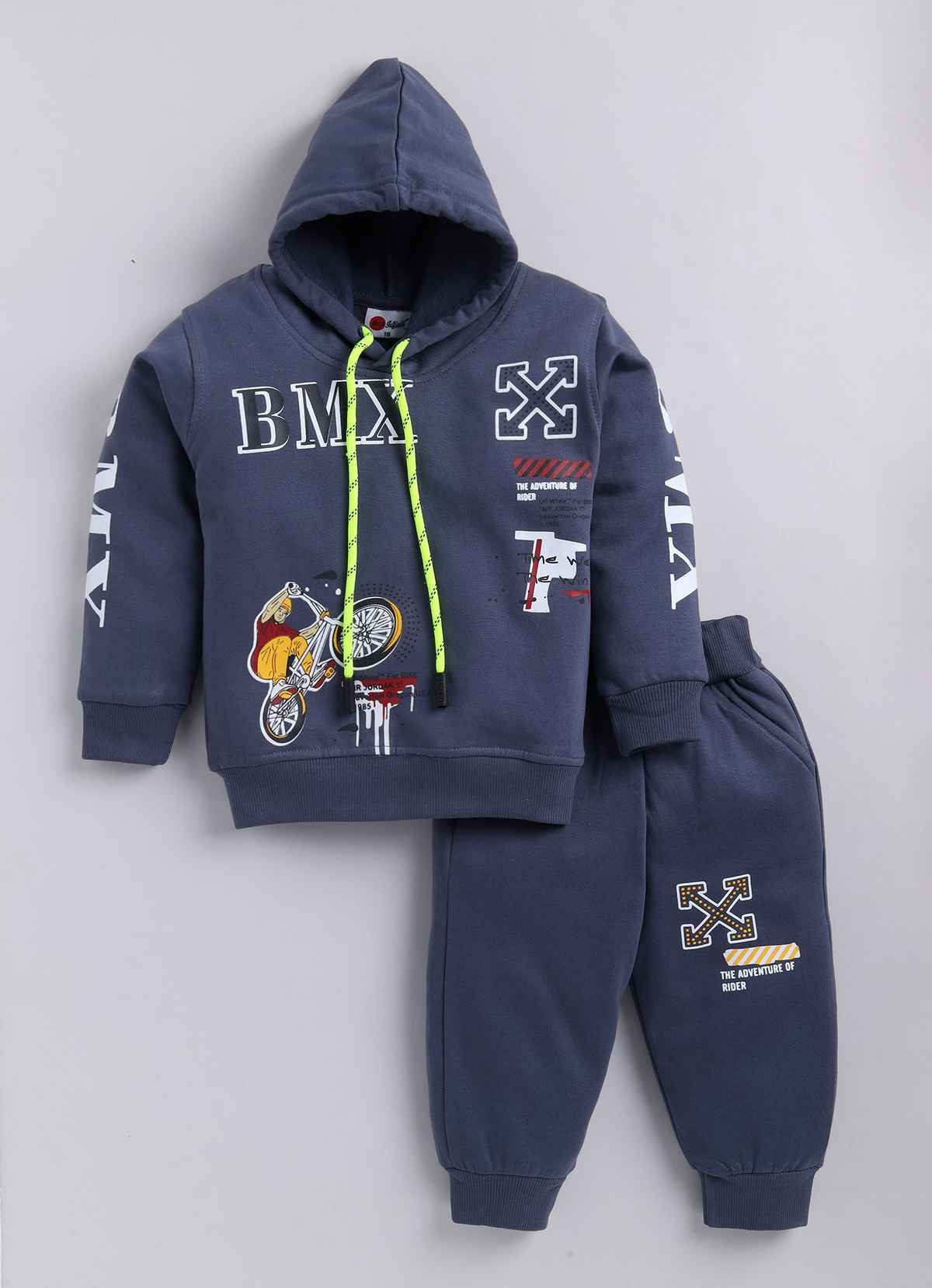 Mars Infiniti Boys Winter Clothing Set | Hoodie & Track Pant Set | Grey | 5 - 6 Years