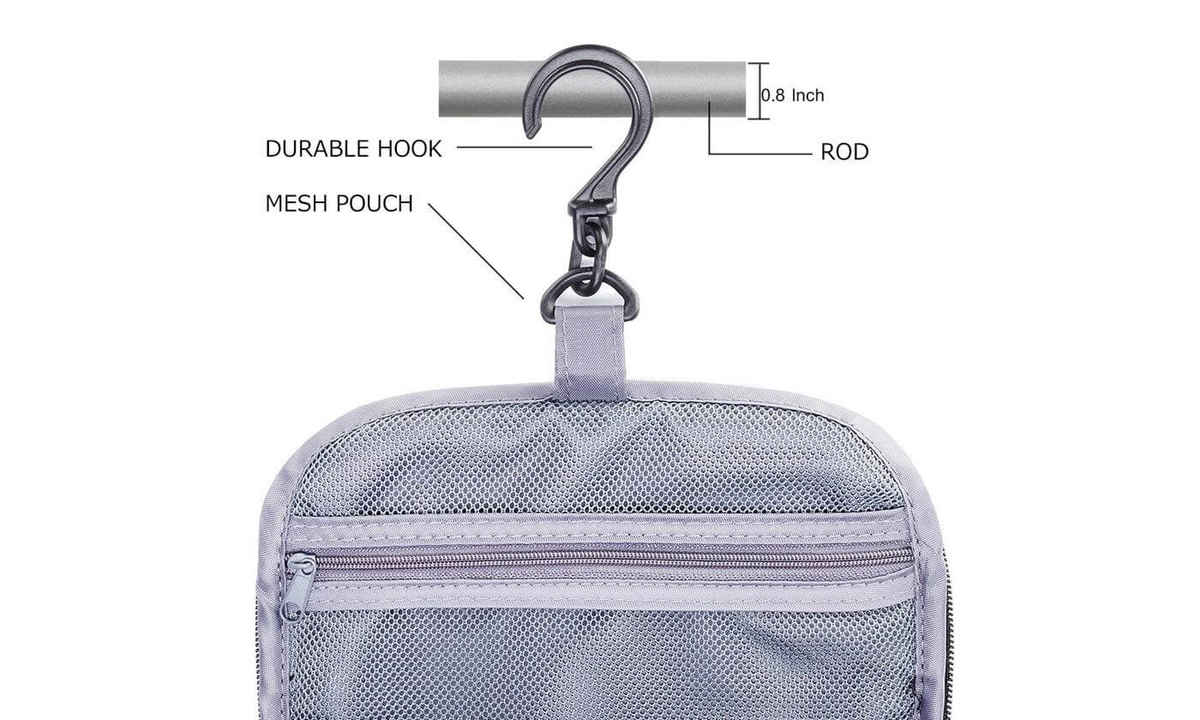 Awestuffs Hanging Travel Kit Water Resistant, Mesh Pockets and Sturdy Hanging Hook | Black