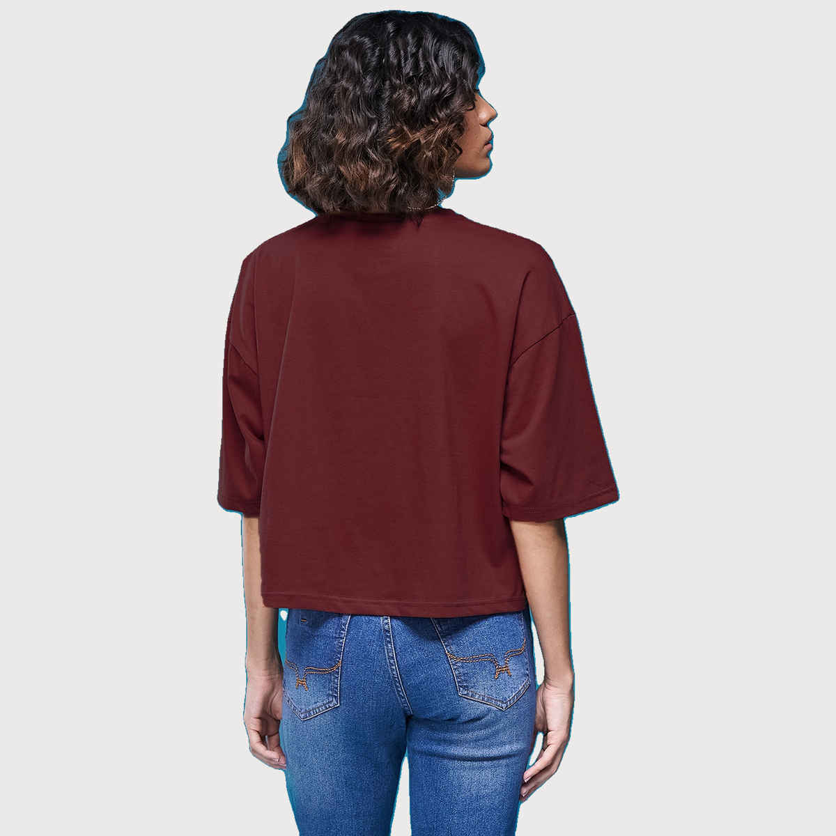 Smartees Womens Oversize Printed T-shirt | WW - Boxy | 3001 | Maroon | M