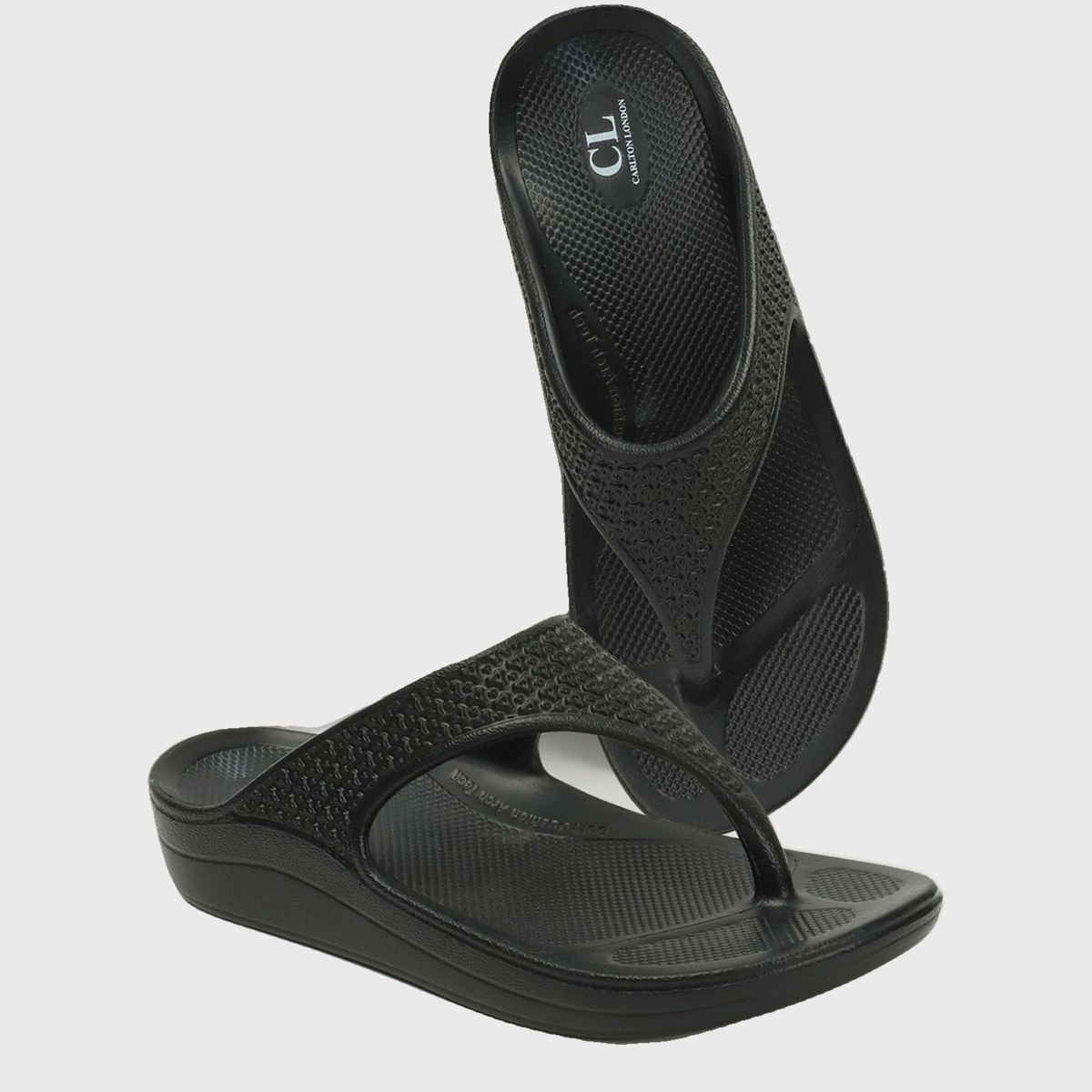 Carlton London Black Comfortable Women's Flip Flops - UK 7