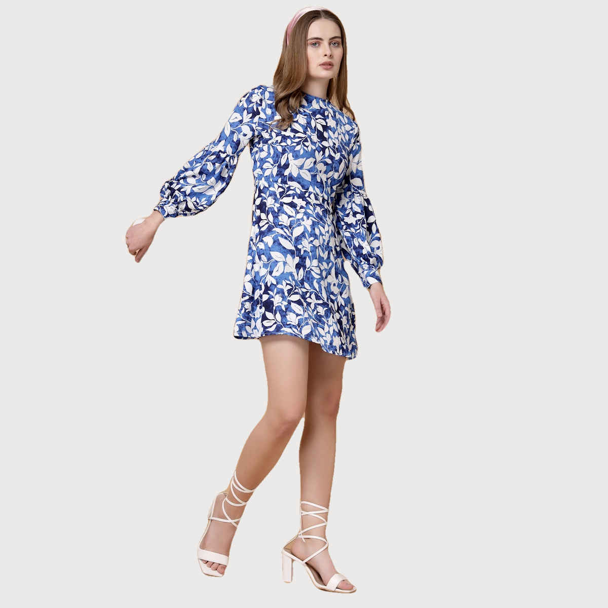 Freehand Women's Regular Floral Casual Shift Dress | Blue - XL