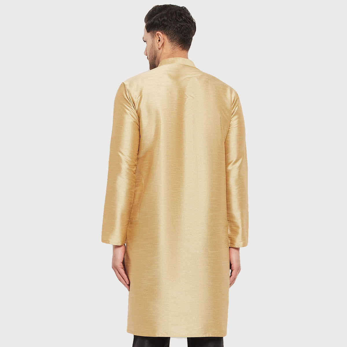 Vastramay Men's Silk Blend Kurta | Gold - M