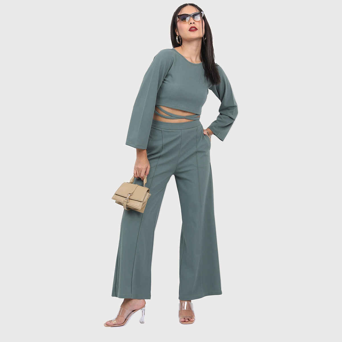 Ketch Women's Top with Pant Co-Ords | Green - M