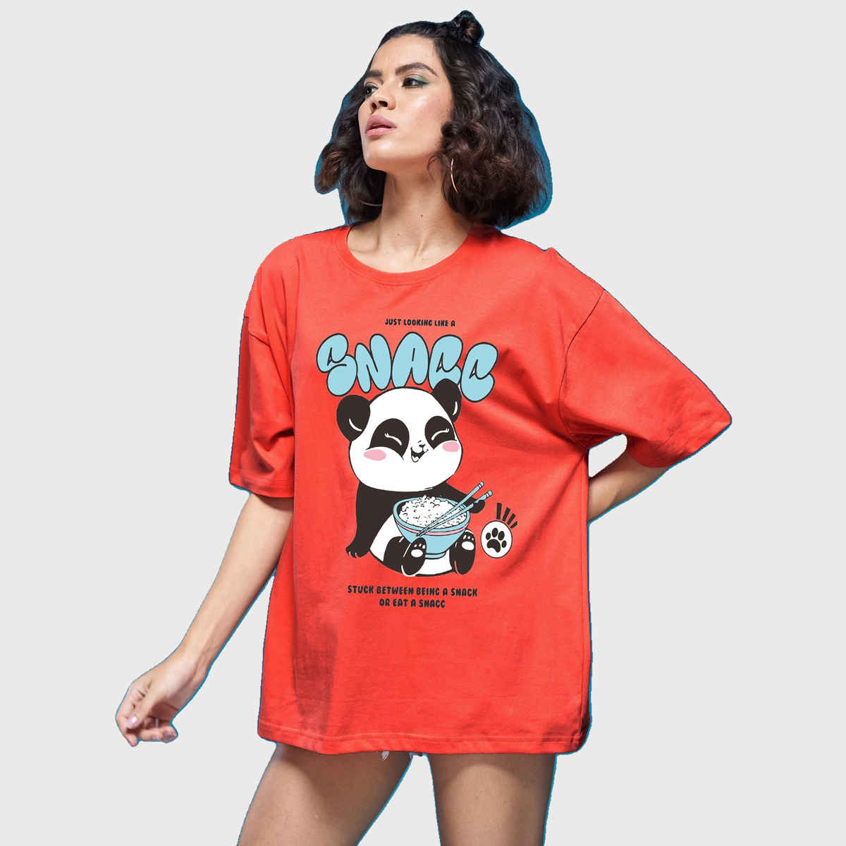 Smartees Women's Oversize Printed T-shirt | WW - 2062 | Orange - S