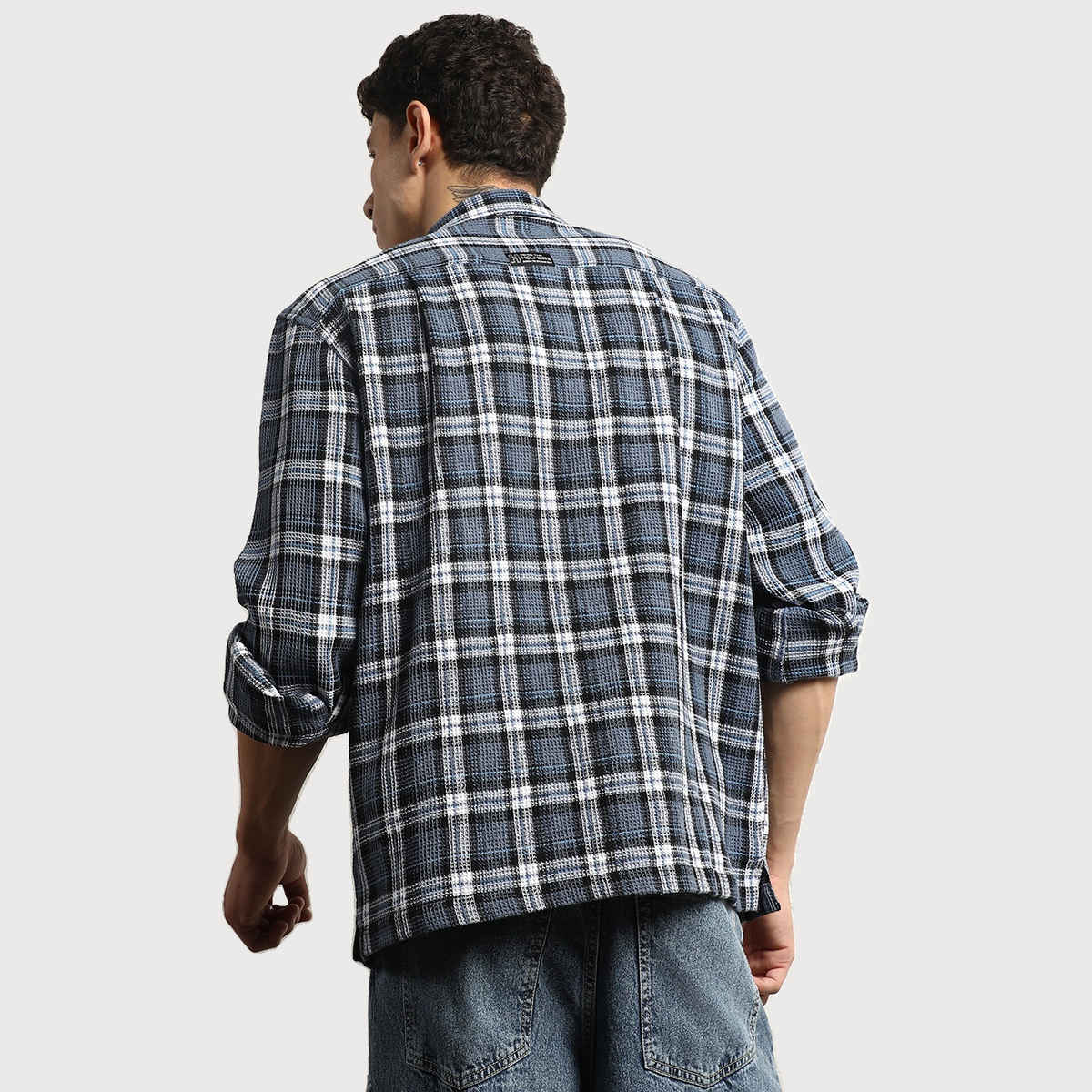 Hubberholme Men's Checked Double Pocket Cotton Oversized Casual Shirt | Multicolor - 38