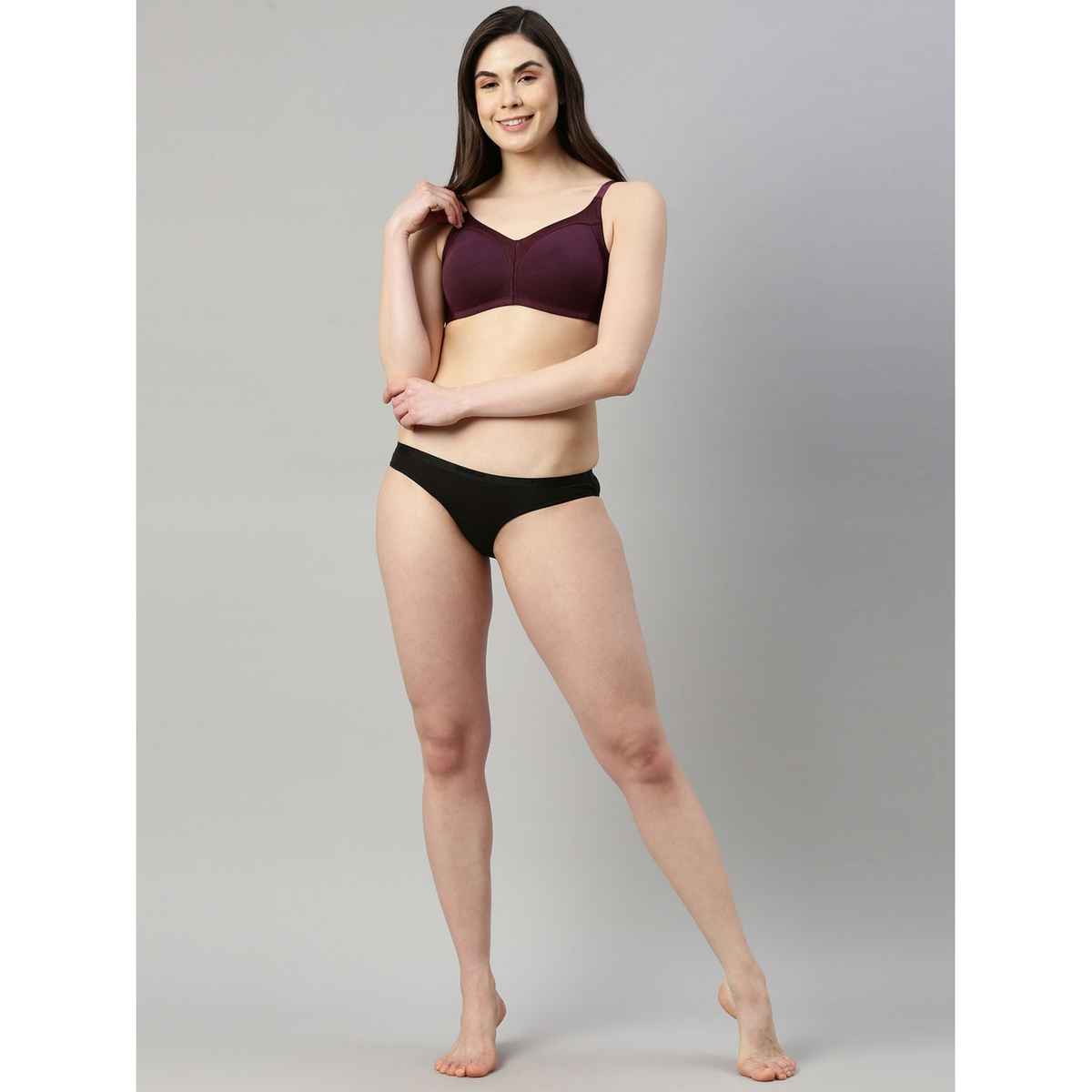 Enamor Women's AB75 Full Support Fab-Cool Cotton Bra | Non Padded | Wirefree | Purple - 38C