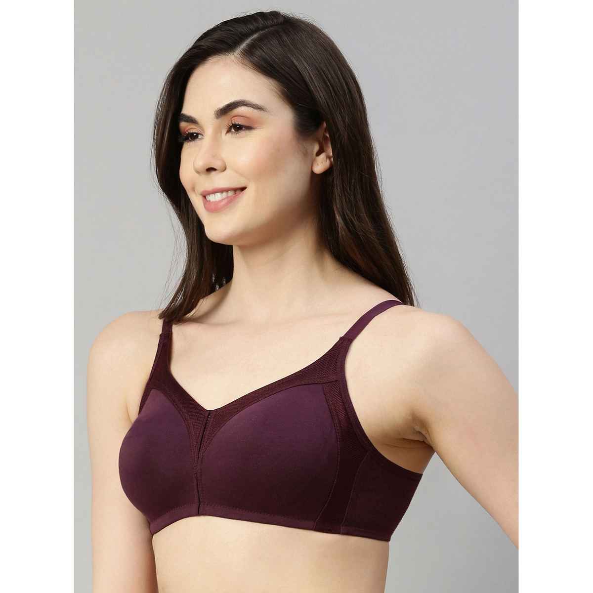Enamor Women's AB75 Full Support Fab-Cool Cotton Bra | Non Padded | Wirefree | Purple - 38C