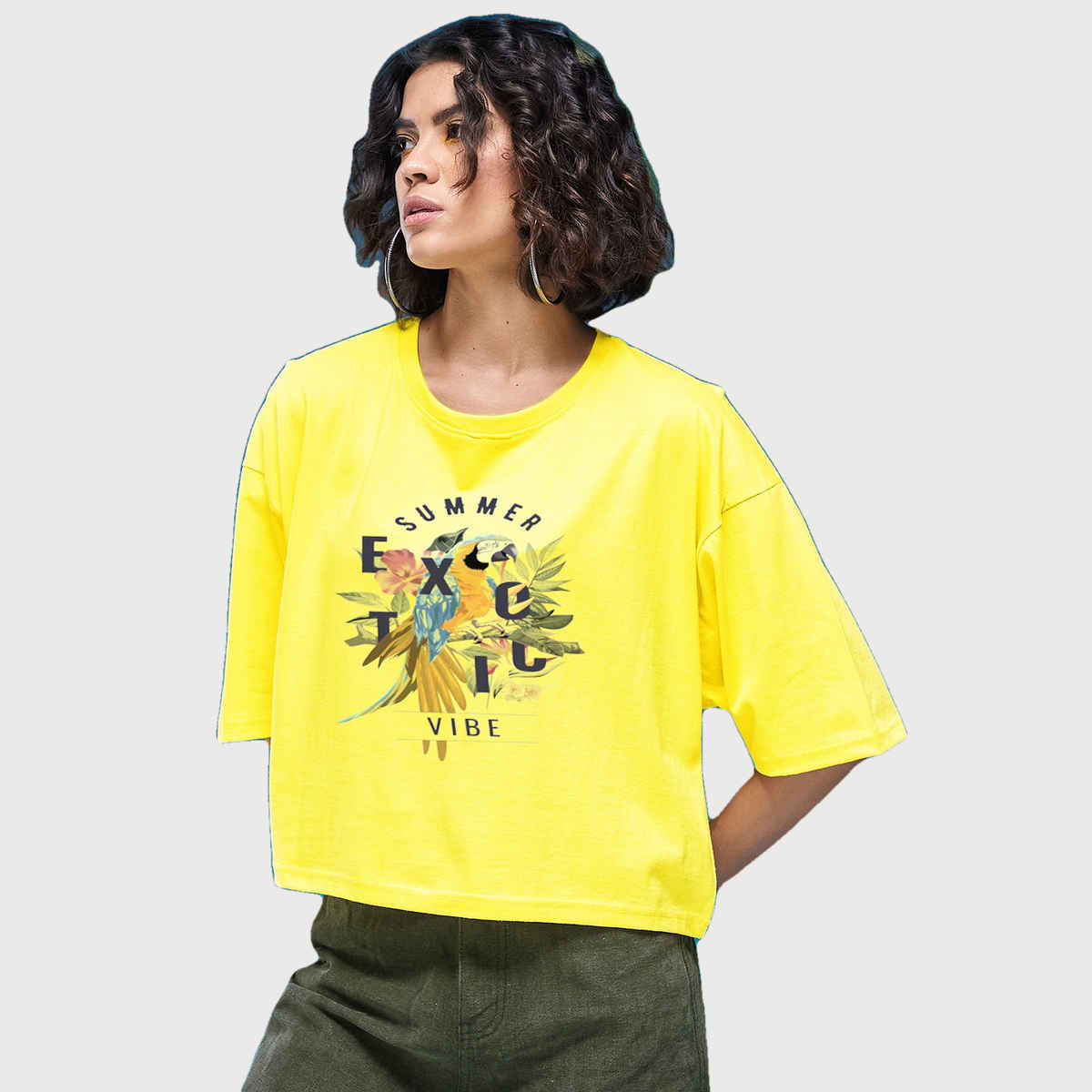 Smartees Womens Oversize Printed T-shirt | WW - Boxy - 3003 | Lemon | S