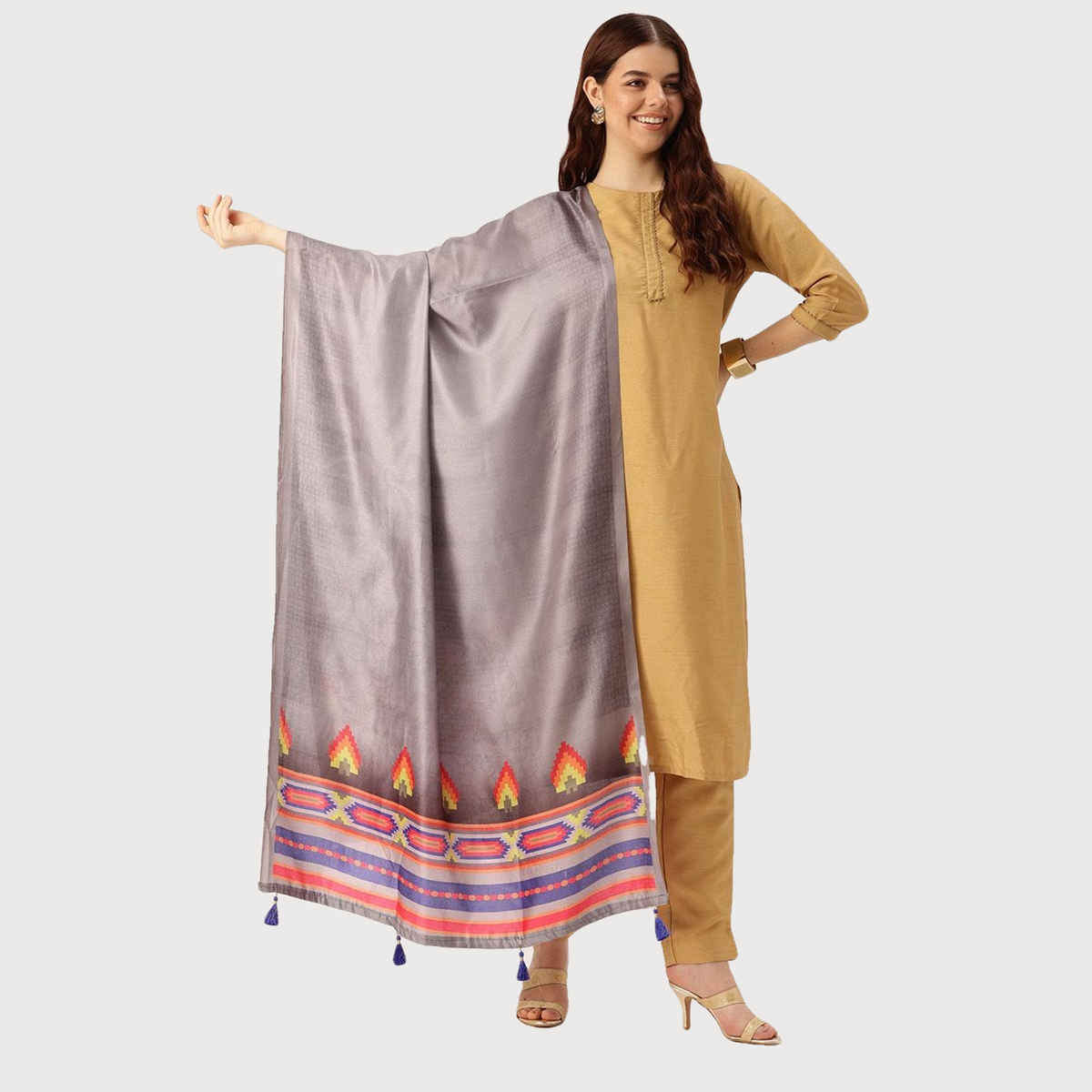 Ishin Grey Cotton Dupatta | 1005