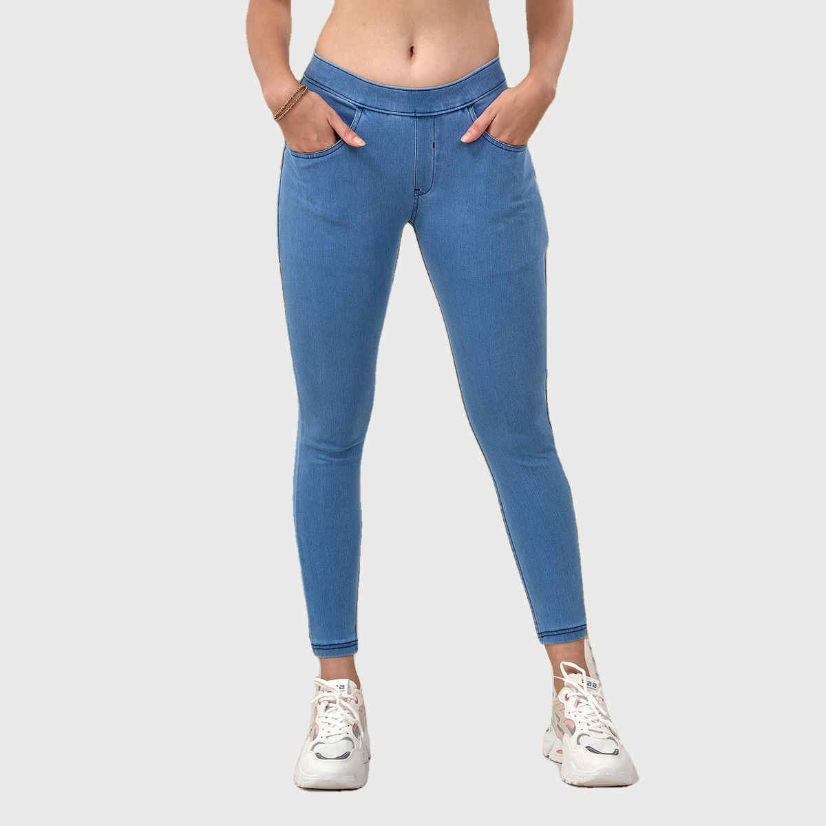 Lyra Women's Jeggings Flexi Denimz Pant | Ice Blue - L