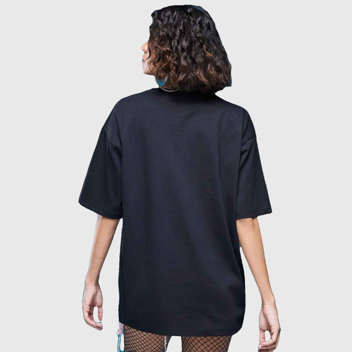 Smartees Womens Oversize Printed T-shirt | WW - 2040 | Black - L