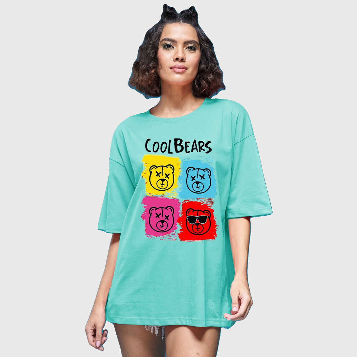 Smartees Womens Oversize Printed T-shirt | WW - 2048 | Sea Green - M