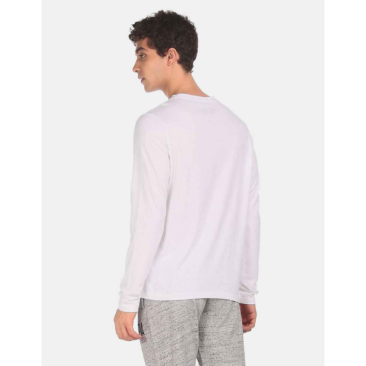 U.S. Polo Assn. Men's Pure Cotton Long Sleeve Lounge T-Shirt | White - XL