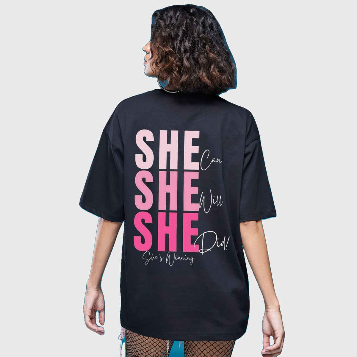 Smartees Womens Oversize Printed T-shirt | WW - 2045 | Black - S