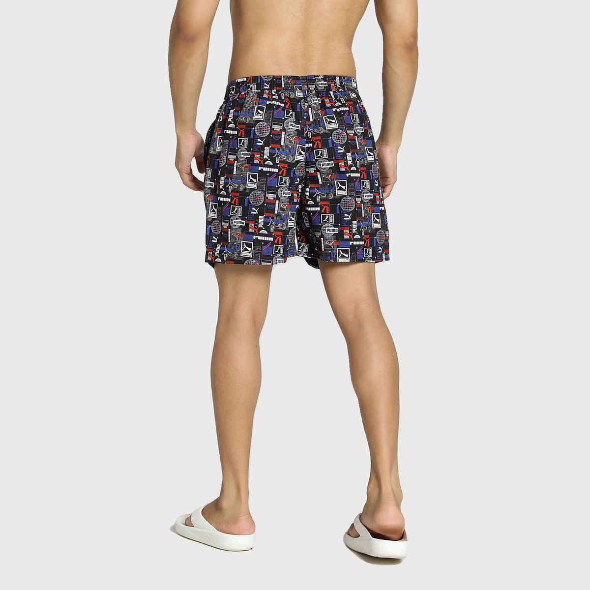Puma Men s Printed Woven Boxers with Side Pocket | Flat Light Gray | L